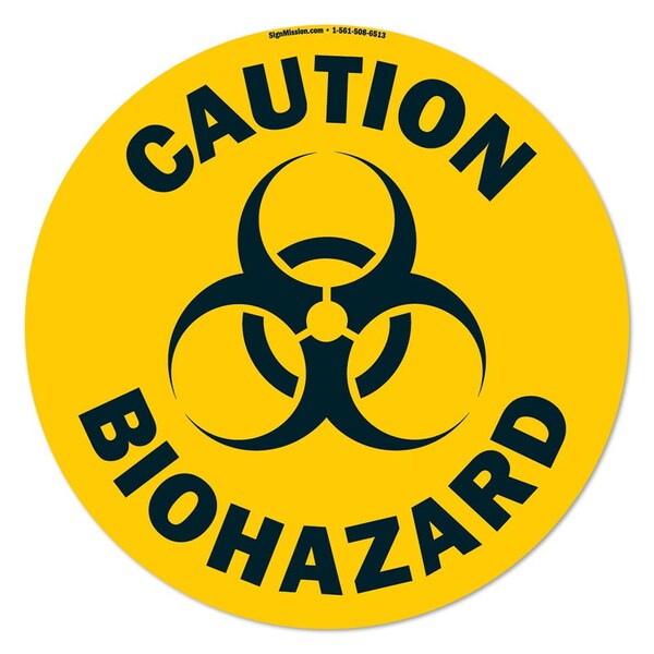 Caution Biohazard 16in Non-Slip Floor Marker, 12PK, 16 in H, FD-2-C-16-12PK-99964